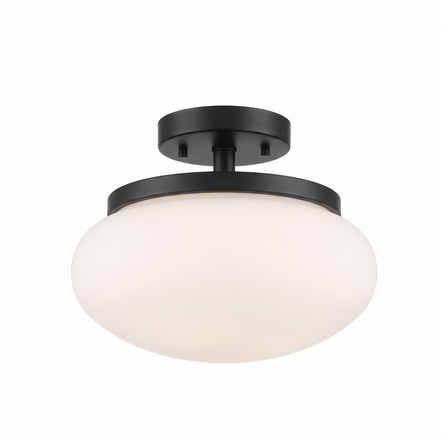 Solare matte black semi flush mount ceiling light
