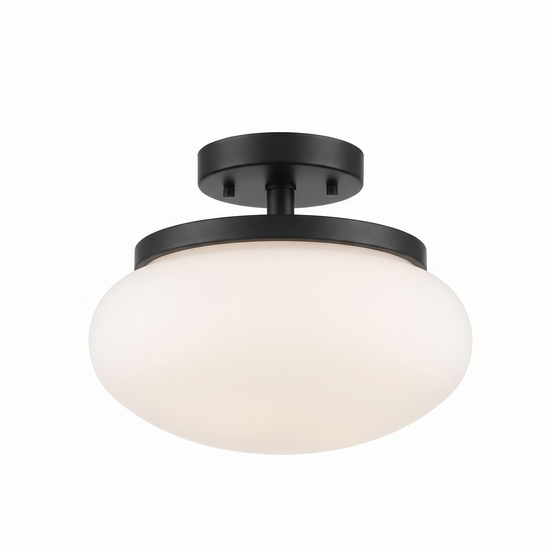 Solare matte black semi flush mount ceiling light