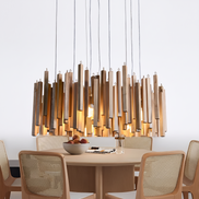 Kindra wood stick chandelier on white