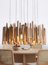 Kindra wood stick chandelier on white