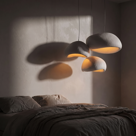Zenora chandelier in a dim bedroom