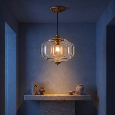 Solenne Scalloped Milk Glass Semi Flush Mount
