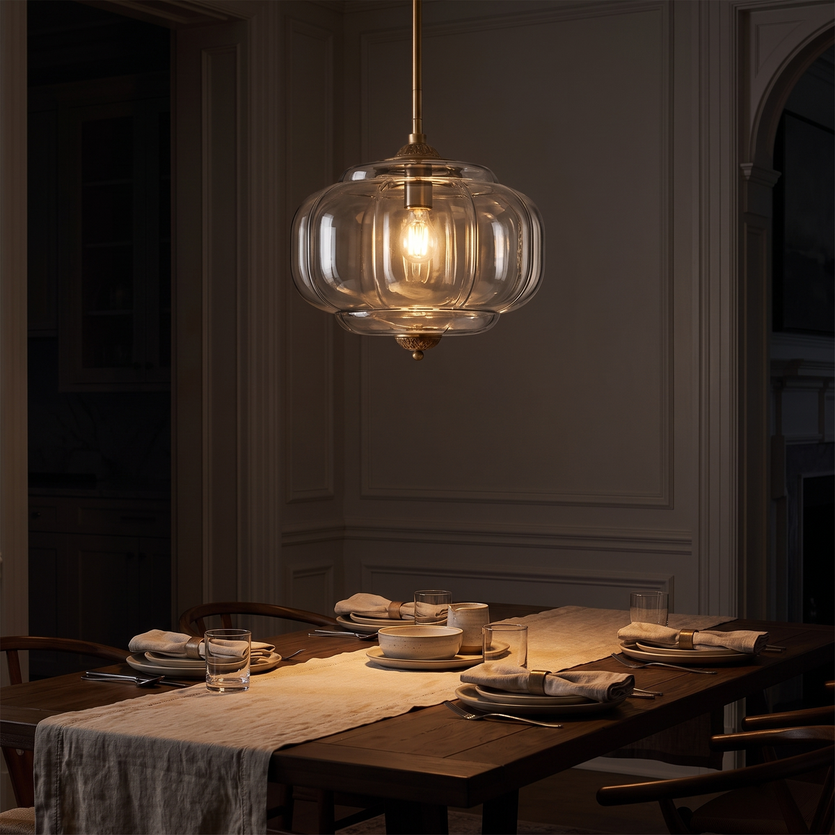 Solenne Scalloped Milk Glass Semi Flush Mount