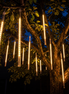 Cascada meteor shower LED tree lights in a garden tree
