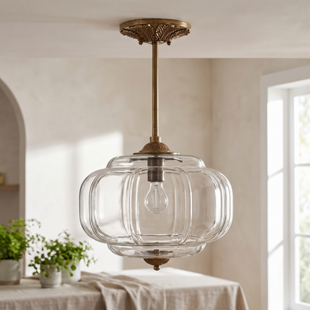 Solenne scalloped milk glass semi flush mount ceiling light in daylight