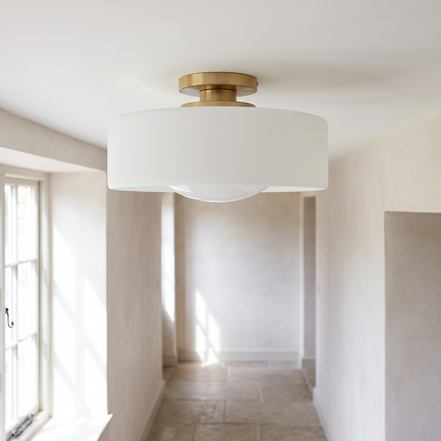 Verano opal glass flush mount ceiling light in daylight