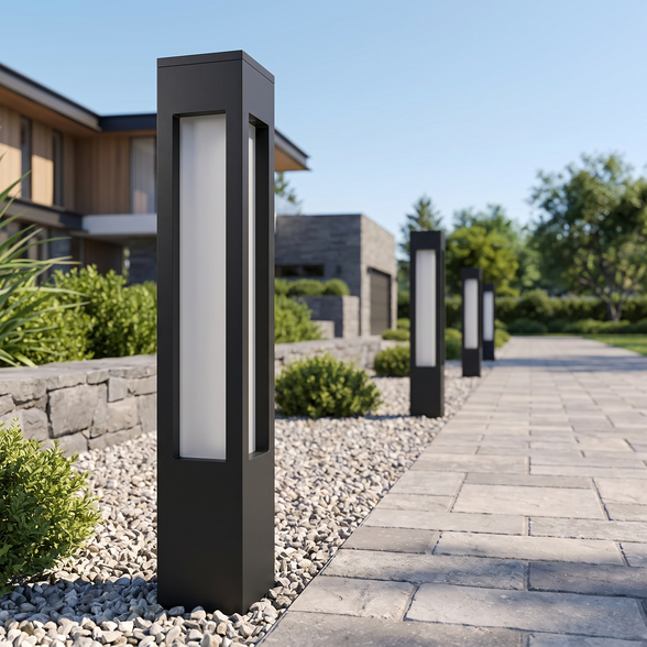 Monolyth LED bollard light in daylight